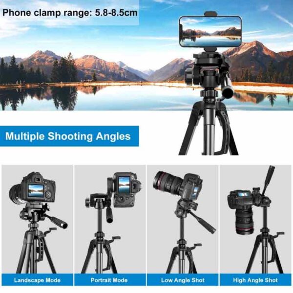 Puluz PU3096B Professional Tripod- Aluminum Tripod Mount with Three-dimensional Head - Image 2