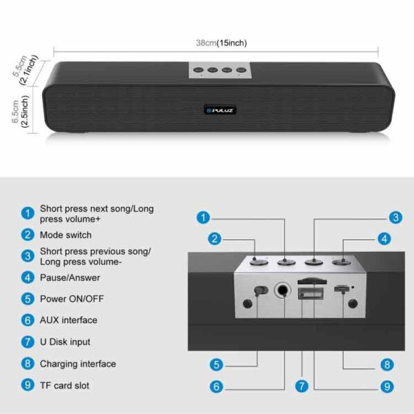 Puluz PU3100B Soundbar Wireless Bluetooth Surround Speaker - Image 2