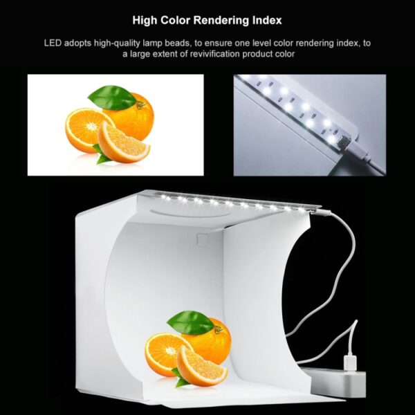 Puluz PU5021 LED Portable Photo Studio - 20cm Folding Product Shooting Box - Image 2