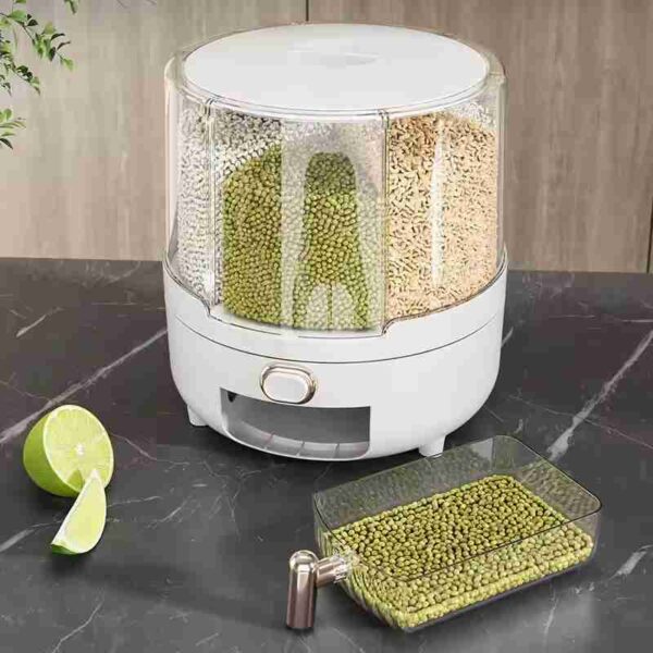 Rotating Grain Storage Cereal Dispenser- Round Food Container - Image 2