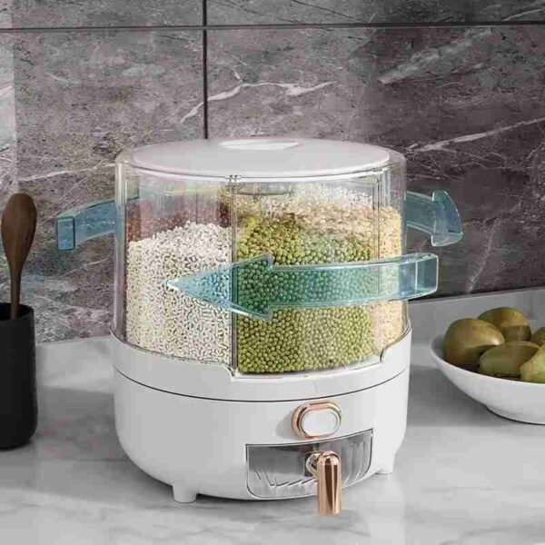 Rotating Grain Storage Cereal Dispenser- Round Food Container - Image 4