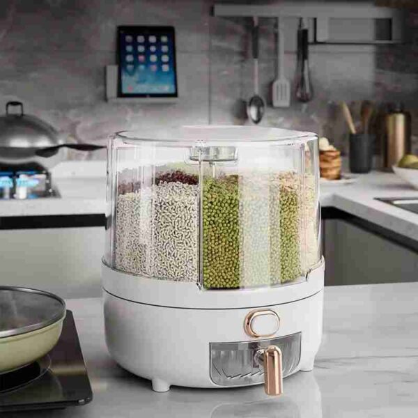 Rotating Grain Storage Cereal Dispenser- Round Food Container