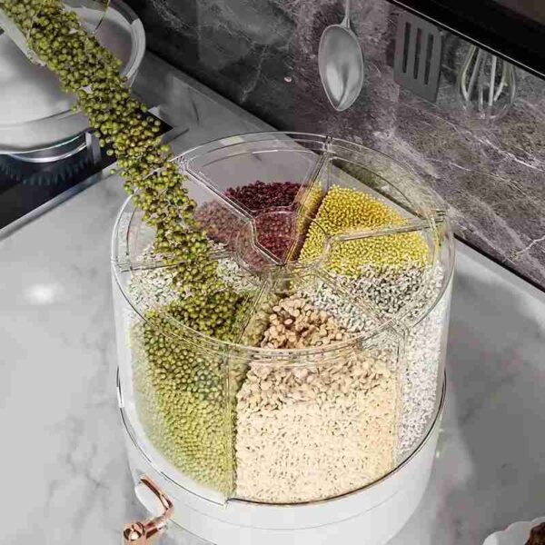 Rotating Grain Storage Cereal Dispenser- Round Food Container - Image 3