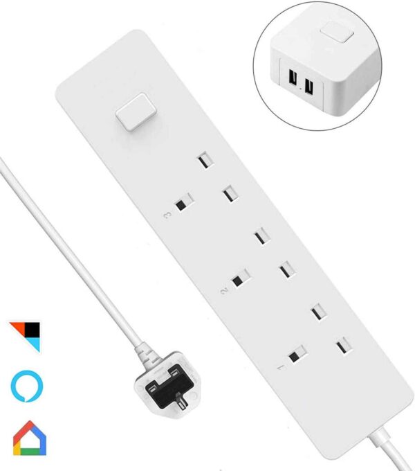 SWB3 WiFi Smart Power Strip with 3 AC Individual Outlets & 2 USB Ports