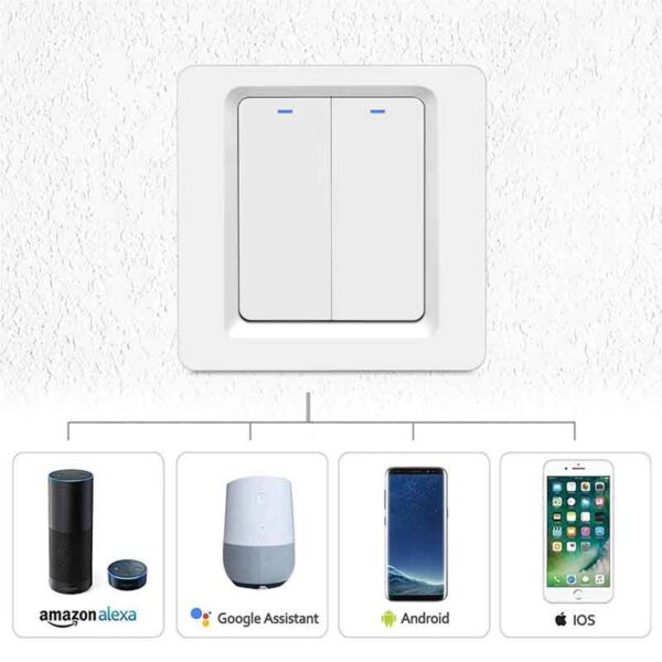 Smart Life DS-102 WiFi Light Touch Switch 2 Gang Wireless Wall Switch With Push Button - Image 2