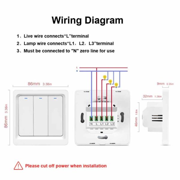 Smart Life DS-102JL 3 Gang WiFi Smart Switch - Image 2