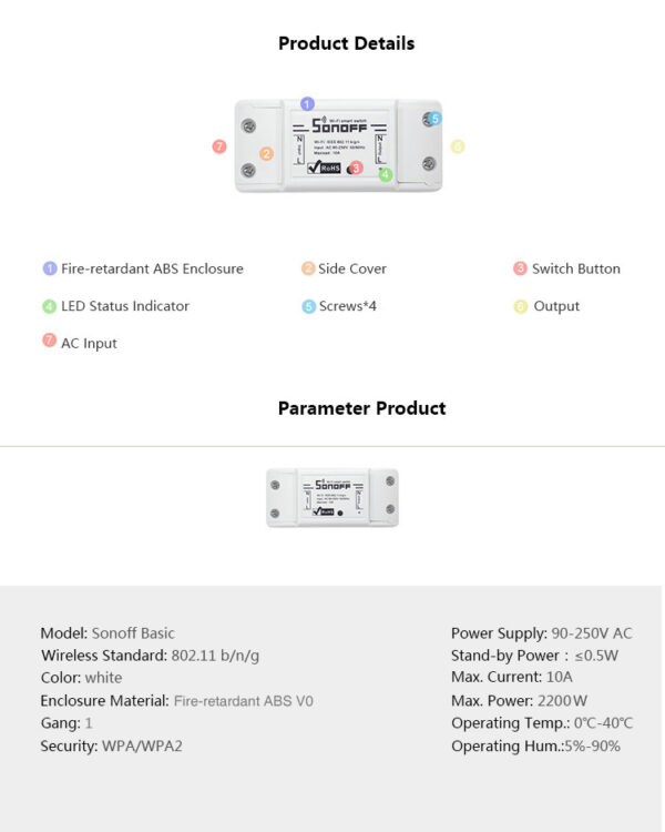 Sonoff BasicR2 WiFi Smart Switch - Image 3