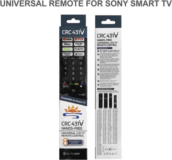 Sony Smart TV Compatible Remote - CRC 431V Universal TV Remote Control - 2 Pieces - Image 2