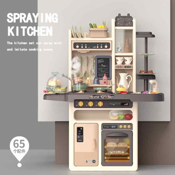 BeibeGood Spraying Mist Kitchen Play Toy Cooking Set with 65 Accessories - Grey