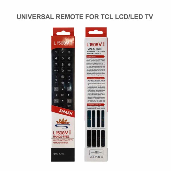 TCL TV Compatible Remote- Smash L1508 LCD LED TV Remote Control- 2 Remotes - Image 2