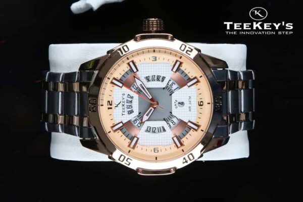 TEEKEYS TK3150 Men Luxury Brand Stainless steel Date Calendar Watch With Dual tone Color -C4