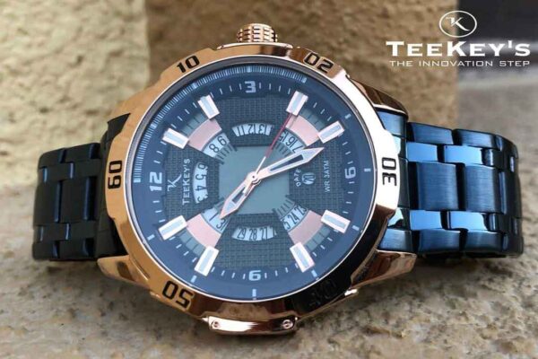 TEEKEYS TK3150 Men Luxury Brand Stainless steel Date Calendar Watch With Dual tone Color -C5