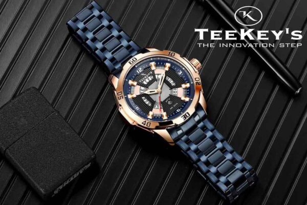 TEEKEYS TK3150 Men Luxury Brand Stainless steel Date Calendar Watch With Dual tone Color -C6