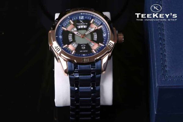 TEEKEYS TK3150 Men Luxury Brand Stainless steel Date Calendar Watch With Dual tone Color -C7