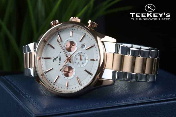 TEEKEYS TK3160 Men Luxury Brand Stainless steel Chronograph  Watch With Dual tone Color.