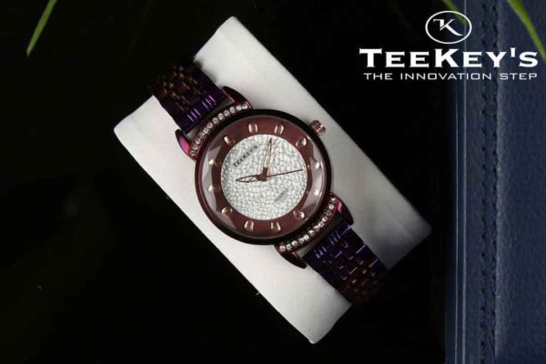 TEEKEYS TK7140 Women Luxury Brand Stainless steel with White Stones Watch -C2