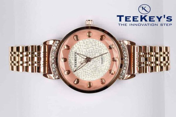 TEEKEYS TK7140 Women Luxury Brand Stainless steel with White Stones Watch -C3