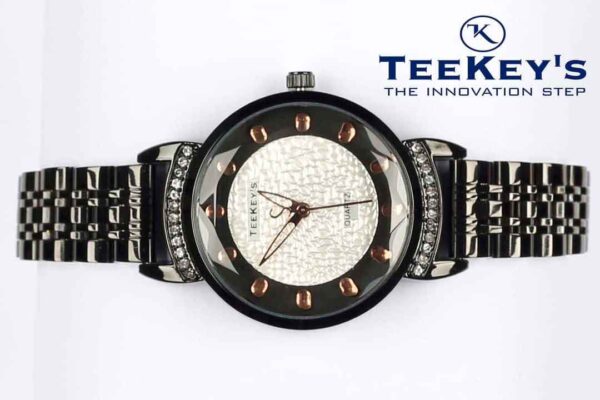 TEEKEYS TK7140 Women Luxury Brand Stainless steel with White Stones Watch -C4