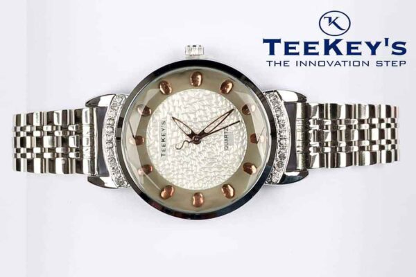 TEEKEYS TK7140 Women Luxury Brand Stainless steel with White Stones Watch -C5