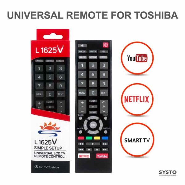 Toshiba TV Compatible Remote – L 1625 LCD LED TV Universal Remote Control - 2 Remotes