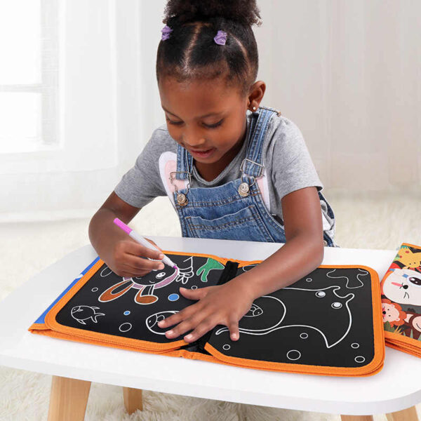 Tumama children's Portable Drawing Board Book DIY Blackboard Painting Repeatable Coloring Book - Image 3