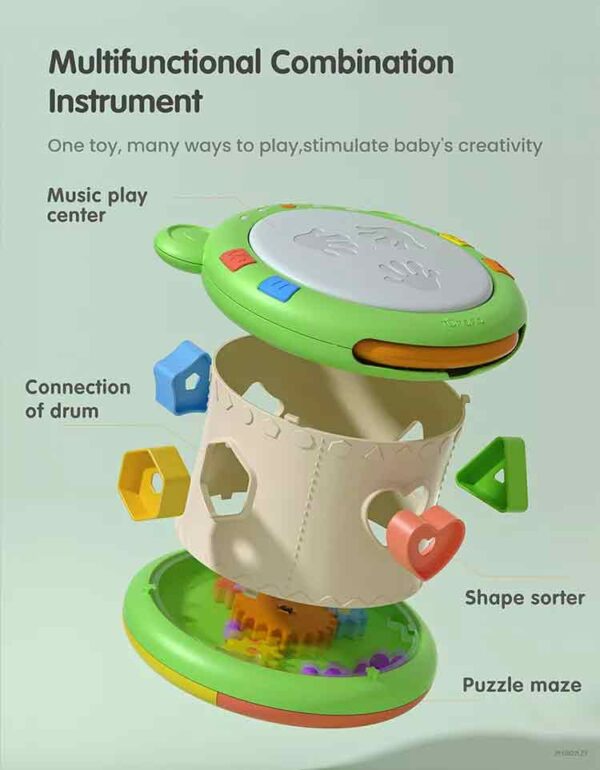 Tumama TM138 Hand drum Musical Instrument 3 in 1 Multifunctional Toys - Image 2