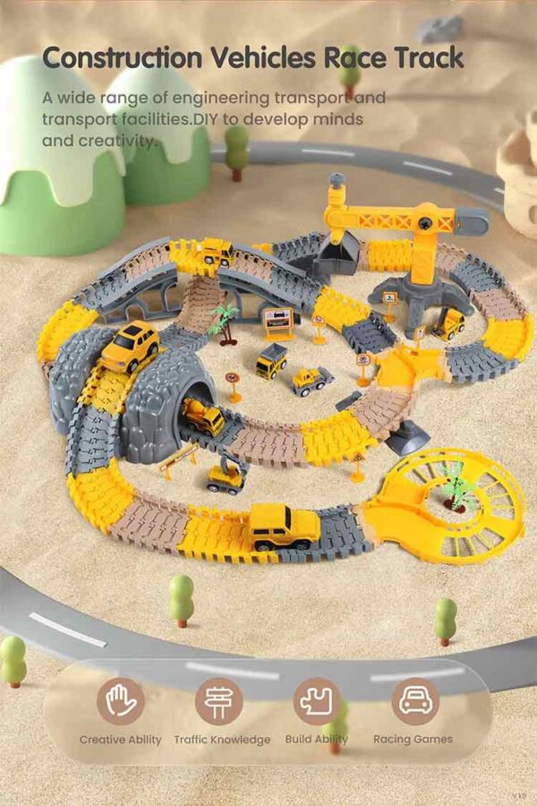 Tumama TM208 Car Rail Track Toys - DIY Assembly Construction Vehicles Toys