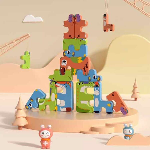 Tumama TM254 15pcs Animals Stacking Toys- Educational Kids Balance Building Block