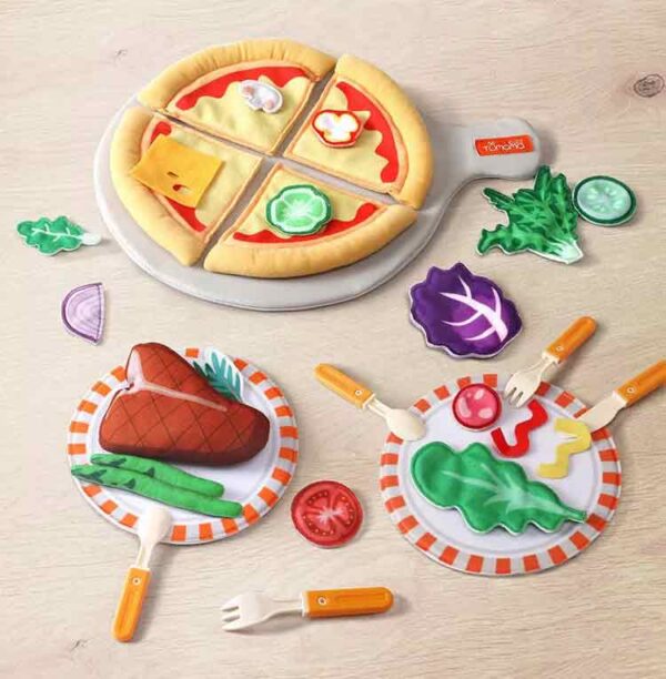 Tumama TM266 Plush Pizza Toy Pretend Food Vegetable Steak Pizza Toy