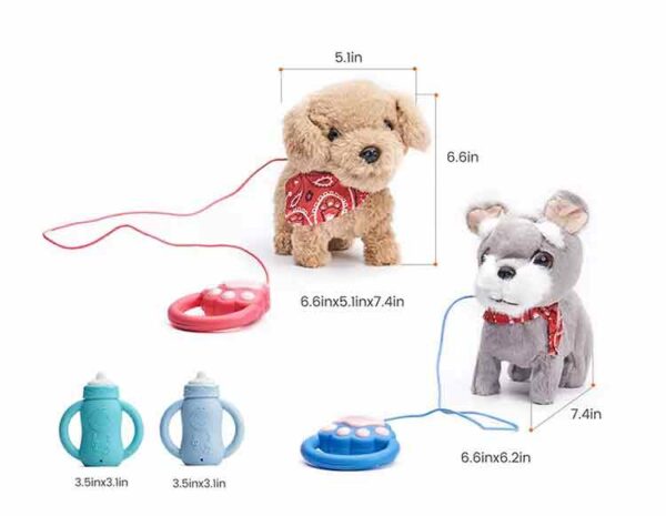 Tumama TM280 Electric Plush Dog - Fluffy Puppy 2 Pcs Walking Toy With Remote Control - Image 2