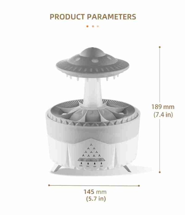 UFO Raindrop Aroma Diffuser Air Humidifier - With LED Light and Remote - Image 3