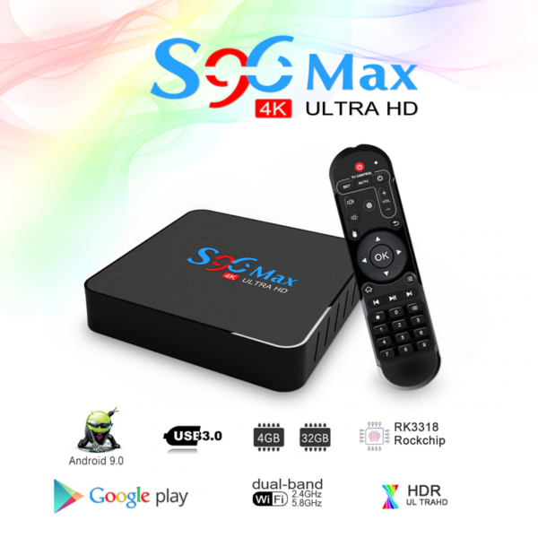 S96 MAX Android 9.0 TV BOX 4GB RAM 32GB Smart Media Player RK3318 Quad Core 4k HDR Set Top Box USB 3.0 BT 5G WIFI