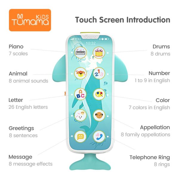 Tumama Kids Baby Whale Mobile Phone Remote Control - Touch screen -Musical Flashing - Image 4