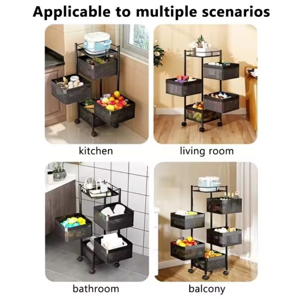 Kitchen Storage Square Shelf - Rotatable 5 Layer Trolley Storage Rack - Image 2