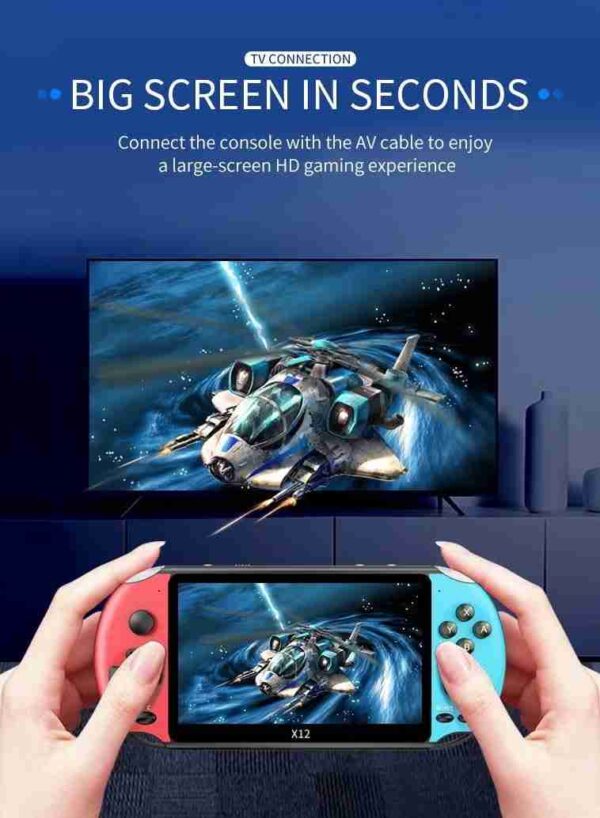 X12 Handheld Video Game Console -  5.5 inches Blue and Red - Image 2