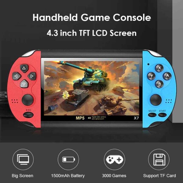 X7 Handheld Game Console Player 4.3 Inch LCD Display 8GB MP5 Video Game Red Blue