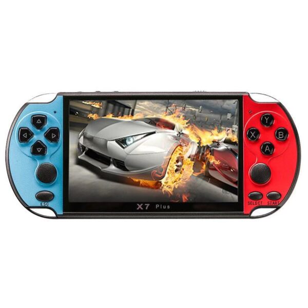 X7 Plus Portable Retro Game Console- 5.1 Inch Large Screen PSP Mini Arcade FC Video Game Console Support GBA / Arcade - Red and Blue