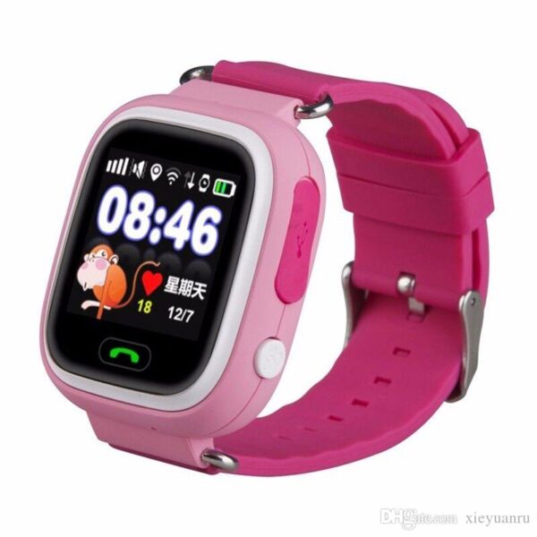 Q90 Kids Smart Watch GPS LBS Double Location Safe Children Watch Activity Tracker SOS Card- Pink