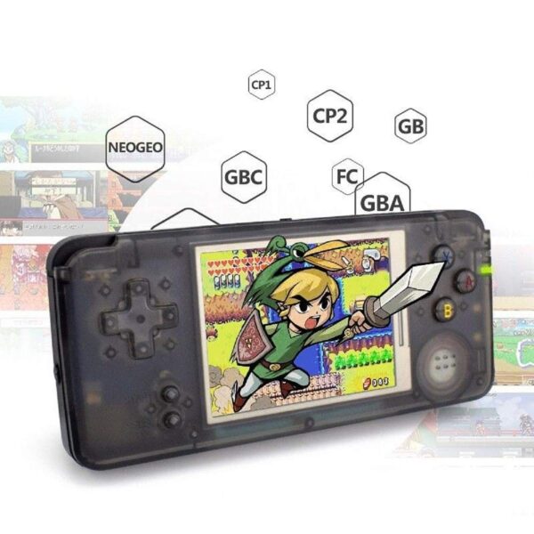 Handheld Retro Game Console 64 Bit 3 inch HD Screen 800 Classic Game Player- Transparent Black