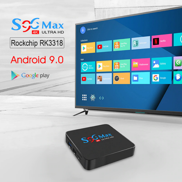 S96 MAX Android 9.0 TV BOX 4GB RAM 32GB Smart Media Player RK3318 Quad Core 4k HDR Set Top Box USB 3.0 BT 5G WIFI - Image 2